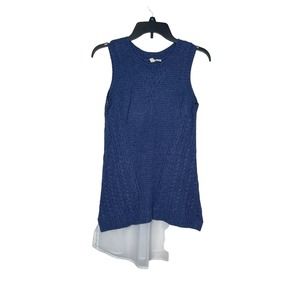 Moth Anthropologie Women Vest Sweater Tank Top Layered  Keyhole Knit Blue‎ XS